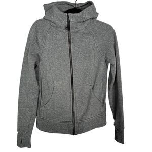 Lululemon Womens 6 Heathered Speckled Black Gray Scuba Hoodie III French Terry